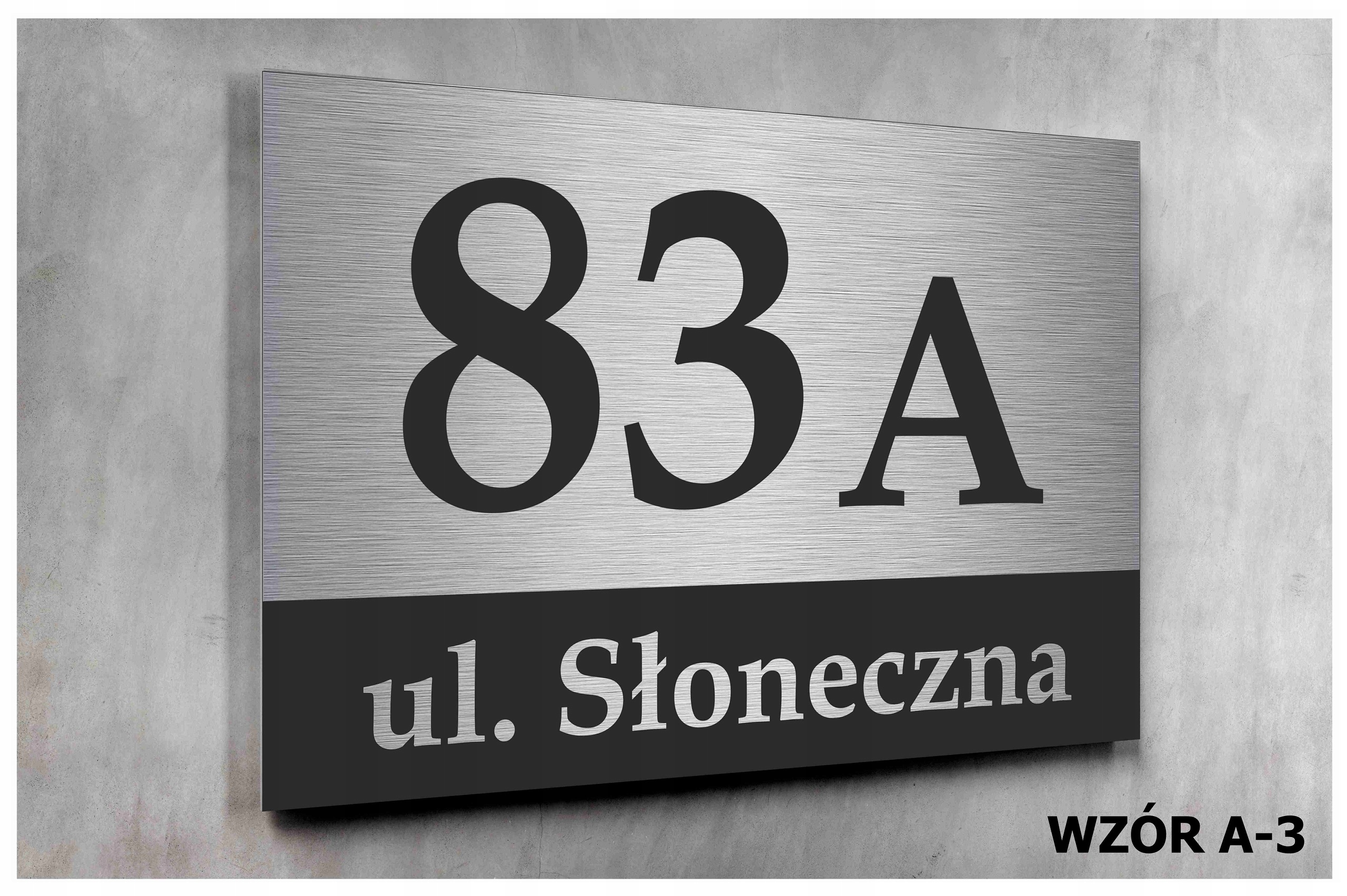 Tabliczka Tablica ADRESOWA Nr DOMU 42x30 ALUMINIUM Srebrny szczotkowany