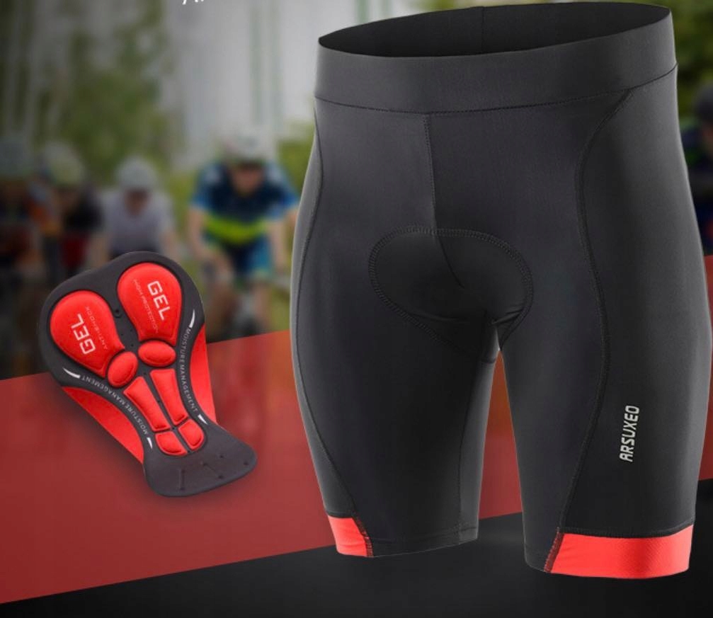 SPODENKI ROWEROWE Z WKŁADKĄ ŻELOWĄ 5D ARSUXEO NA ROWER MĘSKIE r. M Marka Arsuxeo