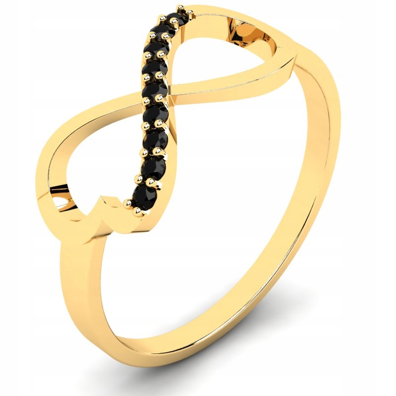 

Pierścionek Złoty Infinity Z Czarnymi Cyrkoniami