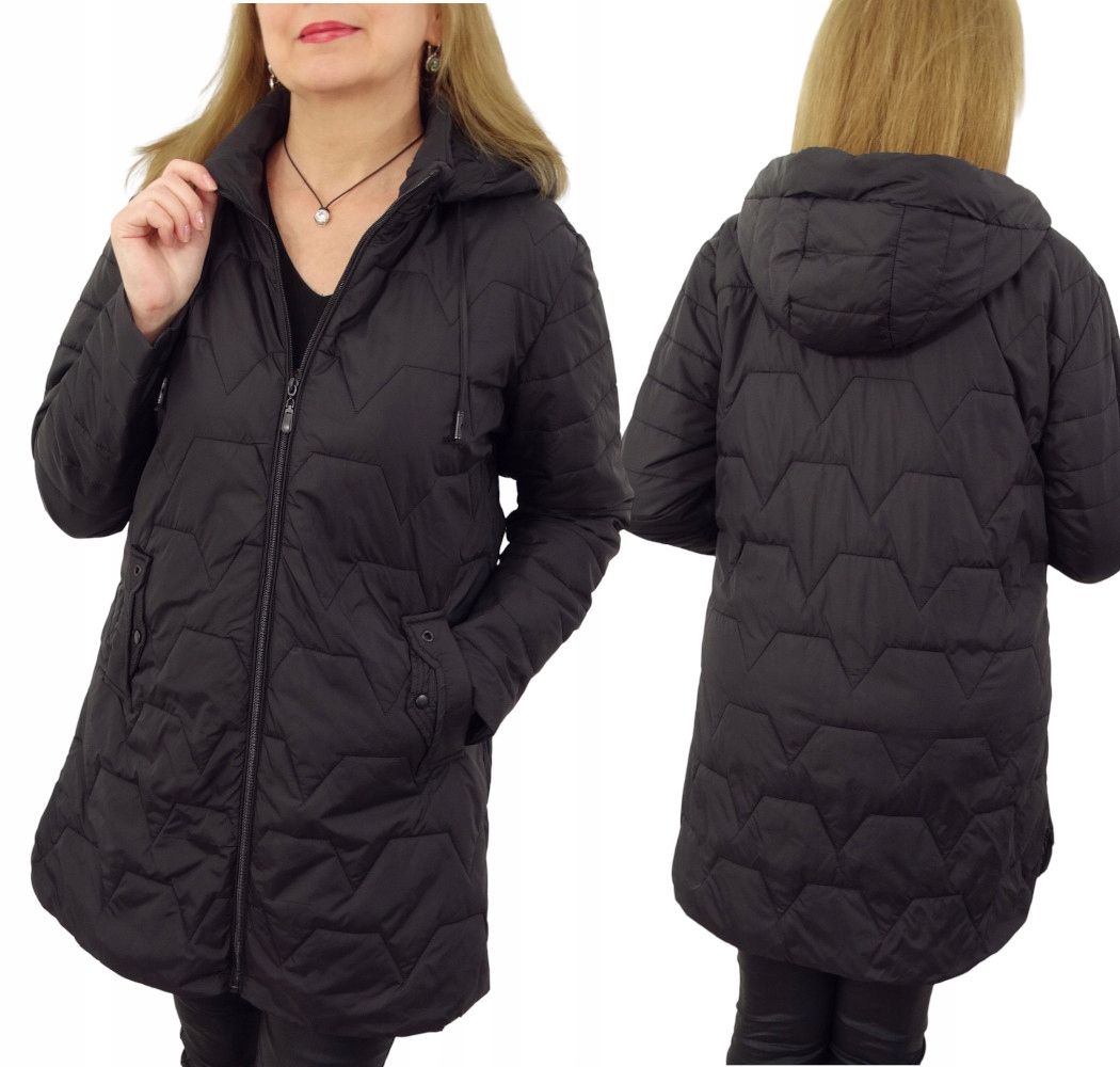 Kurtka Damska Pikowana Przejściowa z Odpinanym Kapturem Margaret 50 5XL