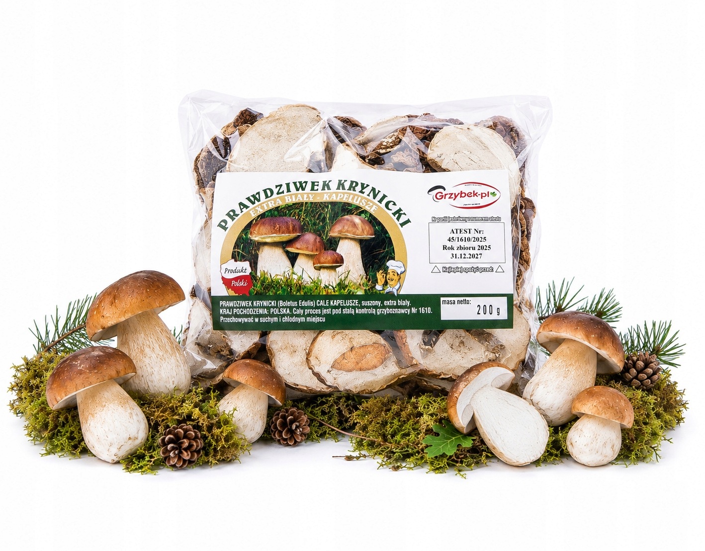Pravda Krynický Bílý Klobouk 200g Sběr 2025 Atest sušené houby