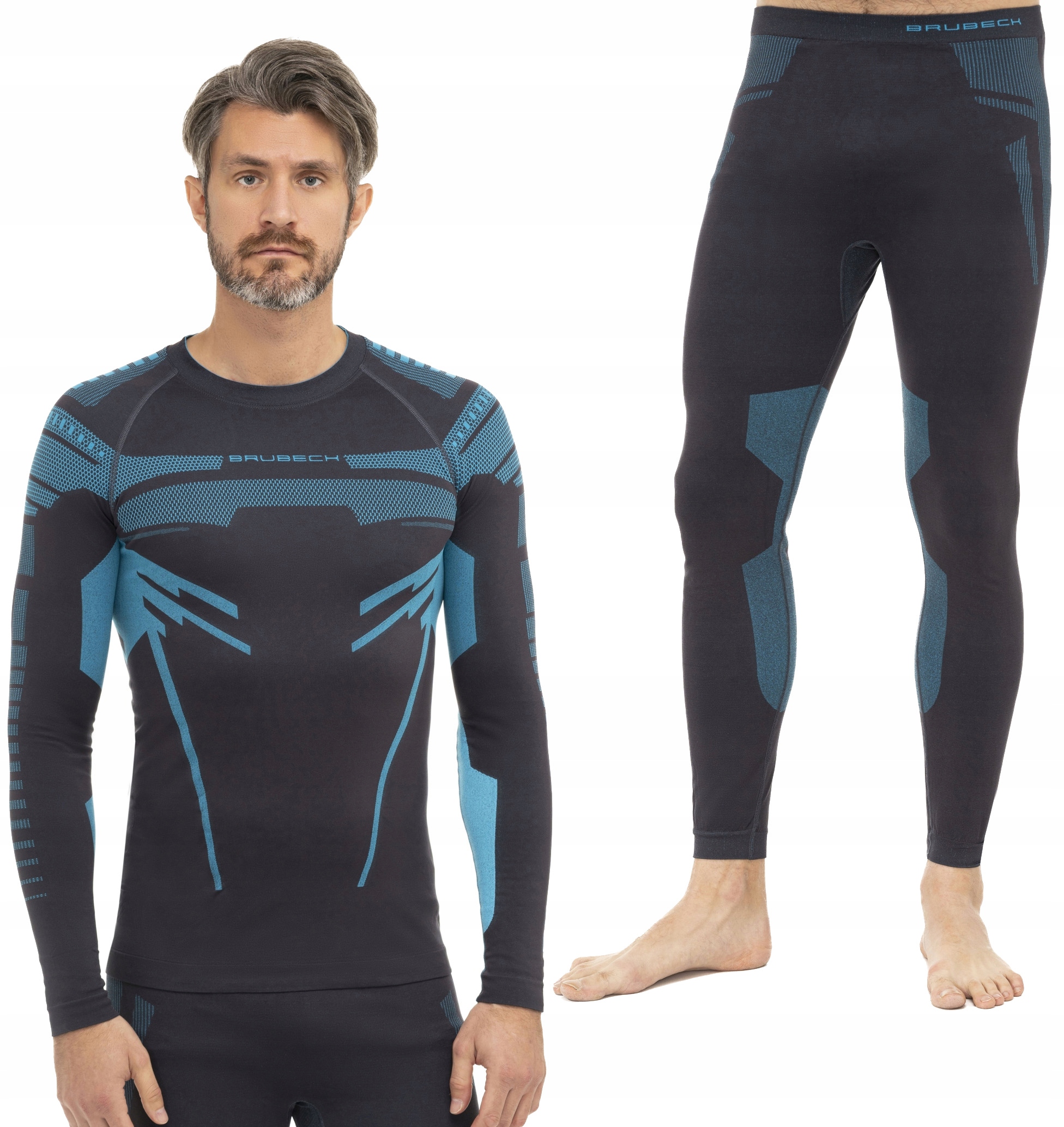 BRUBECK KOMPLET BIELIZNY TERMOAKTYWNEJ DRY MĘSKI GRAFITOWY/NIEBIESKI 2XL