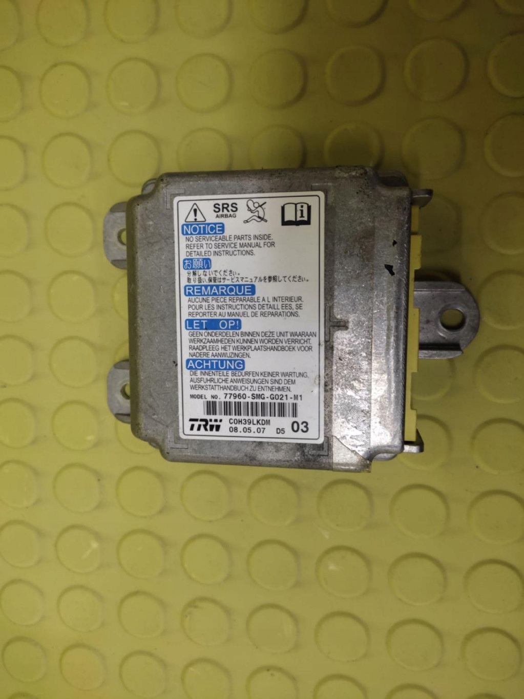 HONDA CIVIC VIII UFO modulo SENSOR airbag 77960SMGG021M1
