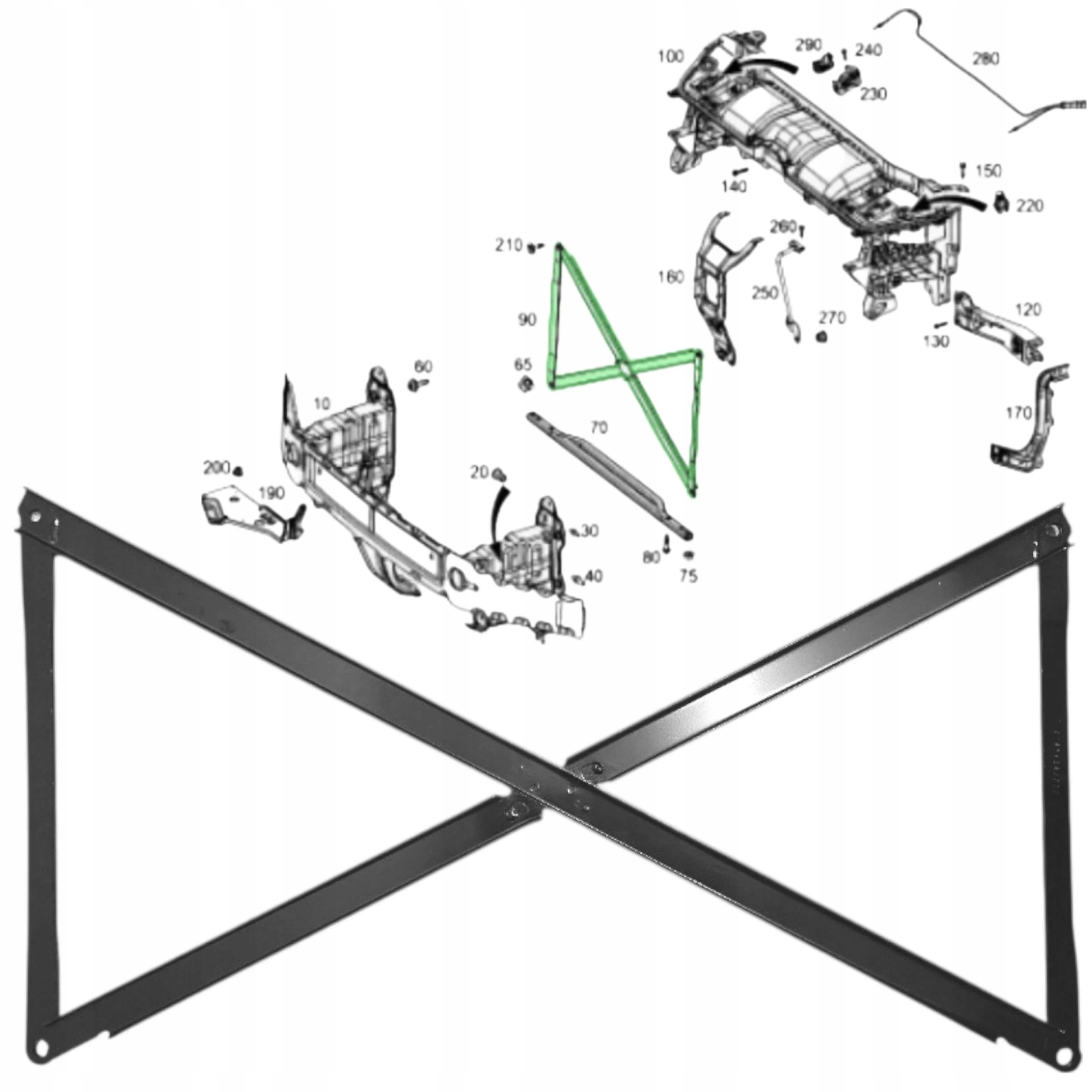 Středový držák křížového spoje zesílení Mercedes Gle W167 C167 19+
