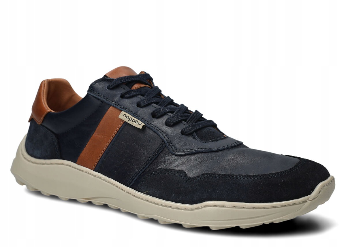 Široké pánské kožené polobotky námořnická modrá barva Nagaba 1238 casual, polské 42