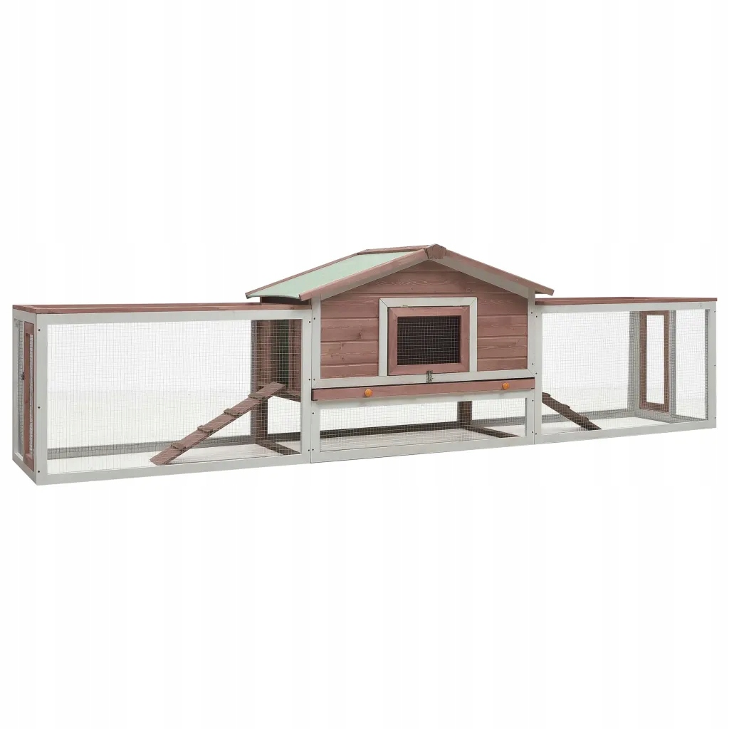 Levně Klec pro králíka mokka 310x70x87 cm borovice a jedle dřevo
