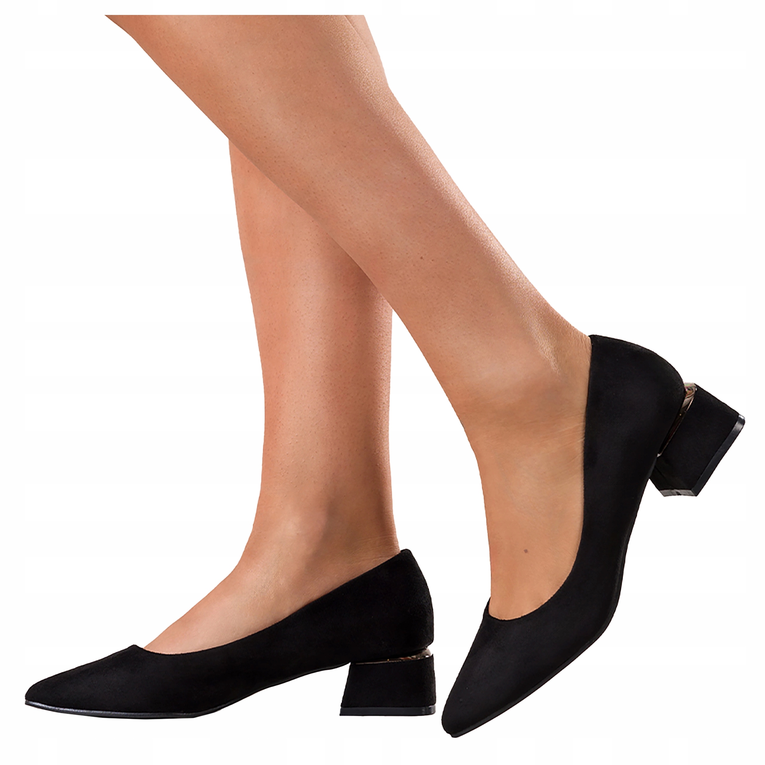 Černé dámské lodičky na nízkém podpatku, Kožená Vložka, velikost 39