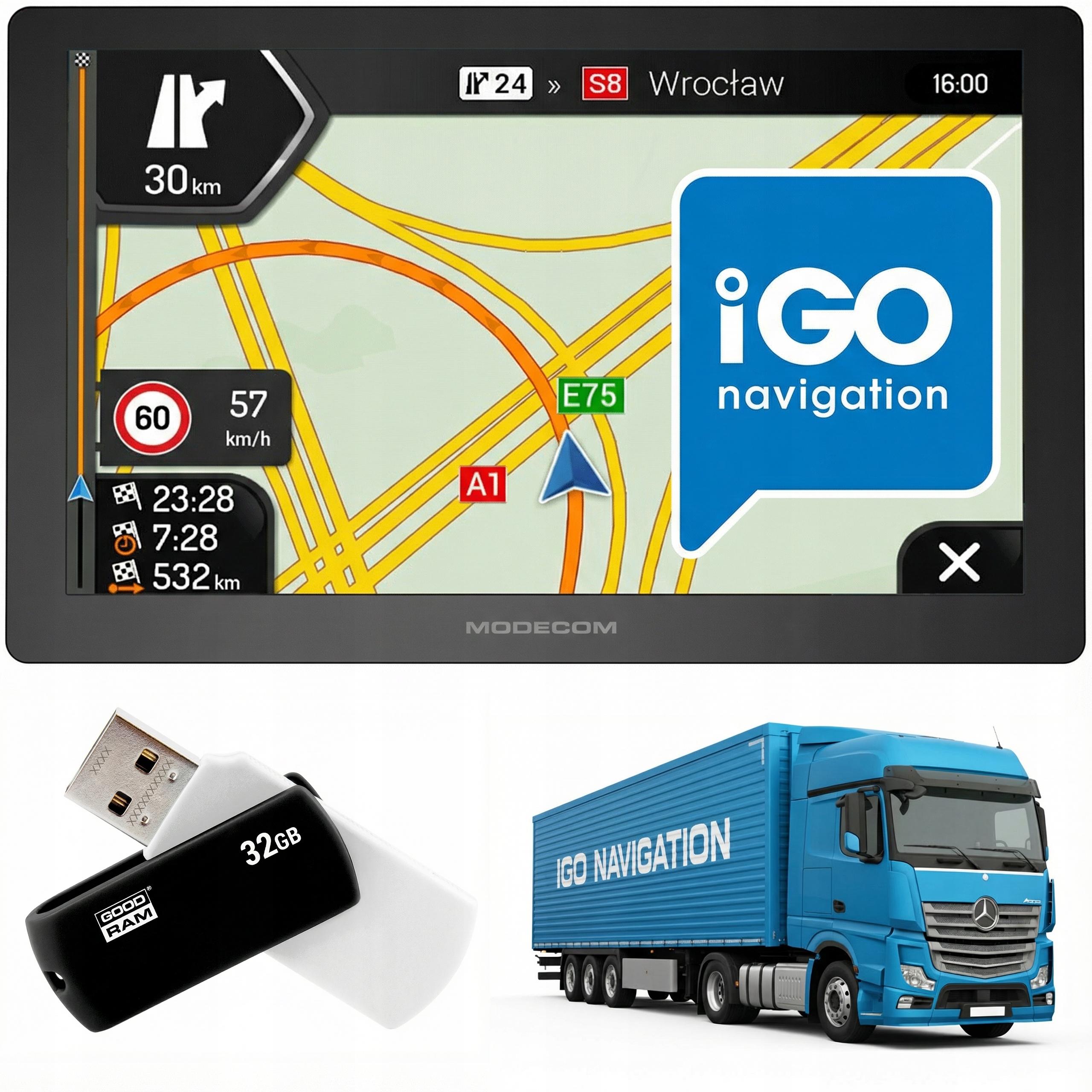 Navigace nákladního vozidla Modecom CX 9.0 iGO Primo Truck Tir Bus Fotoradary 2026