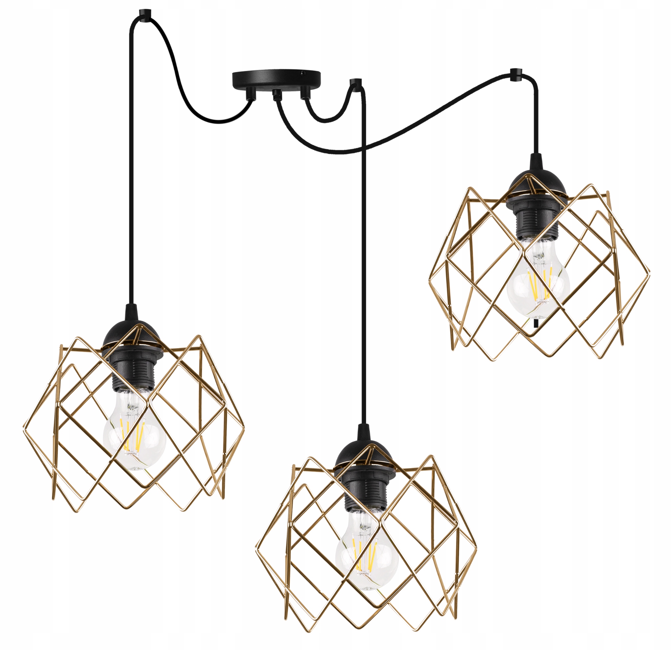 Závěsné Stropní Svítidlo Lustr Zlatý Černý Pavouk Loft Moderní Glamour