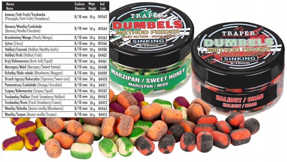 Dumbels Traper Sinking Duo Color 8-10mm 50g Marcepan / Miód Model DUMBELS SINKING DUO COLOR