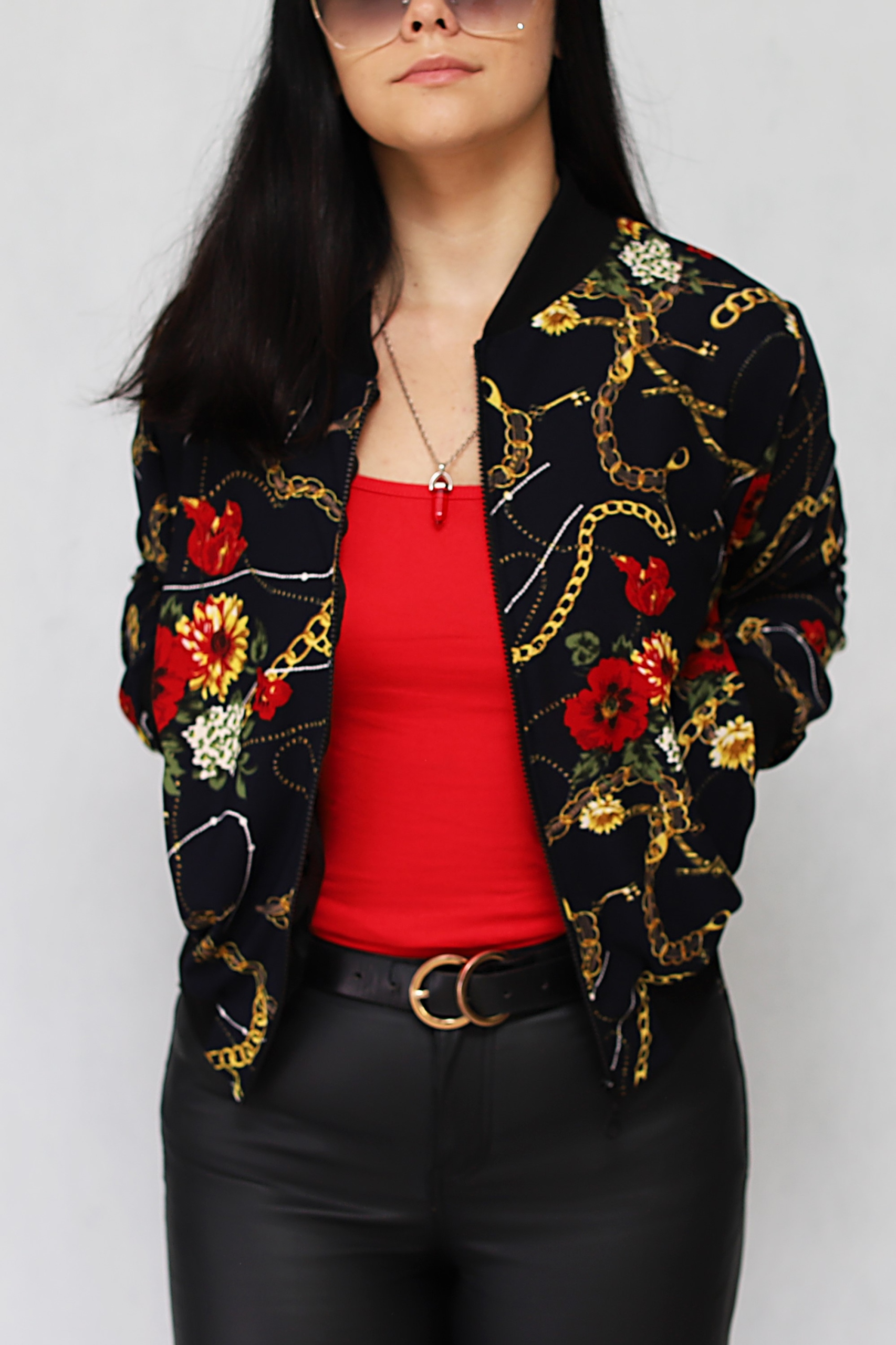 BLUZA BOMBERKA LEKKA NADRUK ŚCIĄGACZE Marka inna