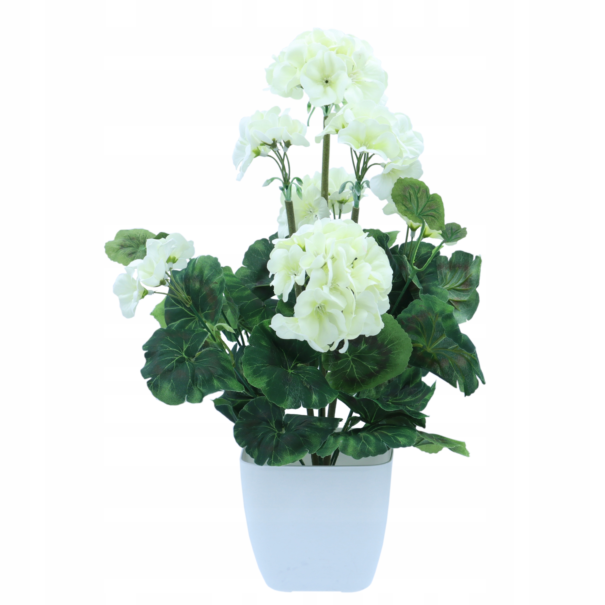 

Pelargonia w doniczce sztuczna roślina Biały