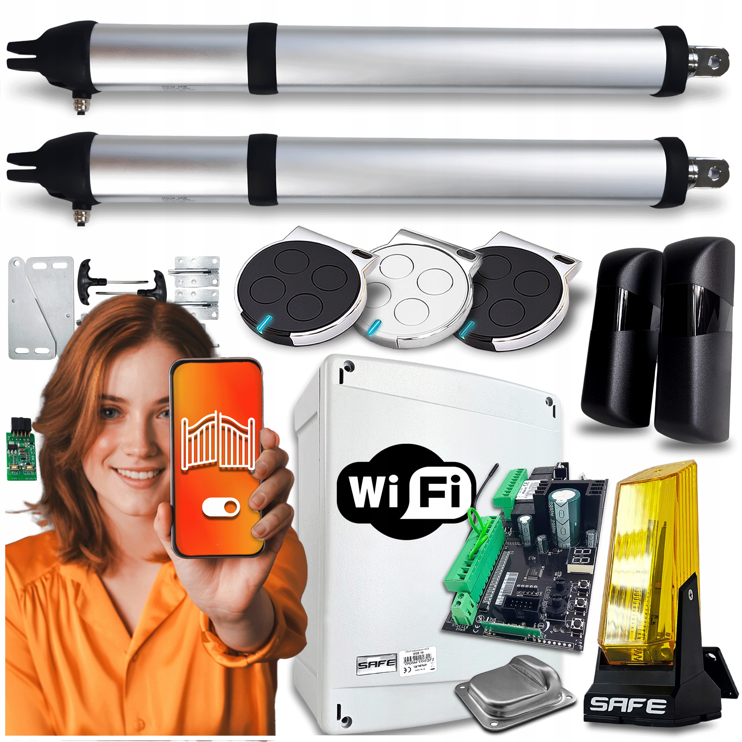 Set Pohon pro Dvoukřídlou Bránu 8 m Lampa 3 Ovladače Wifi Automat Tuya