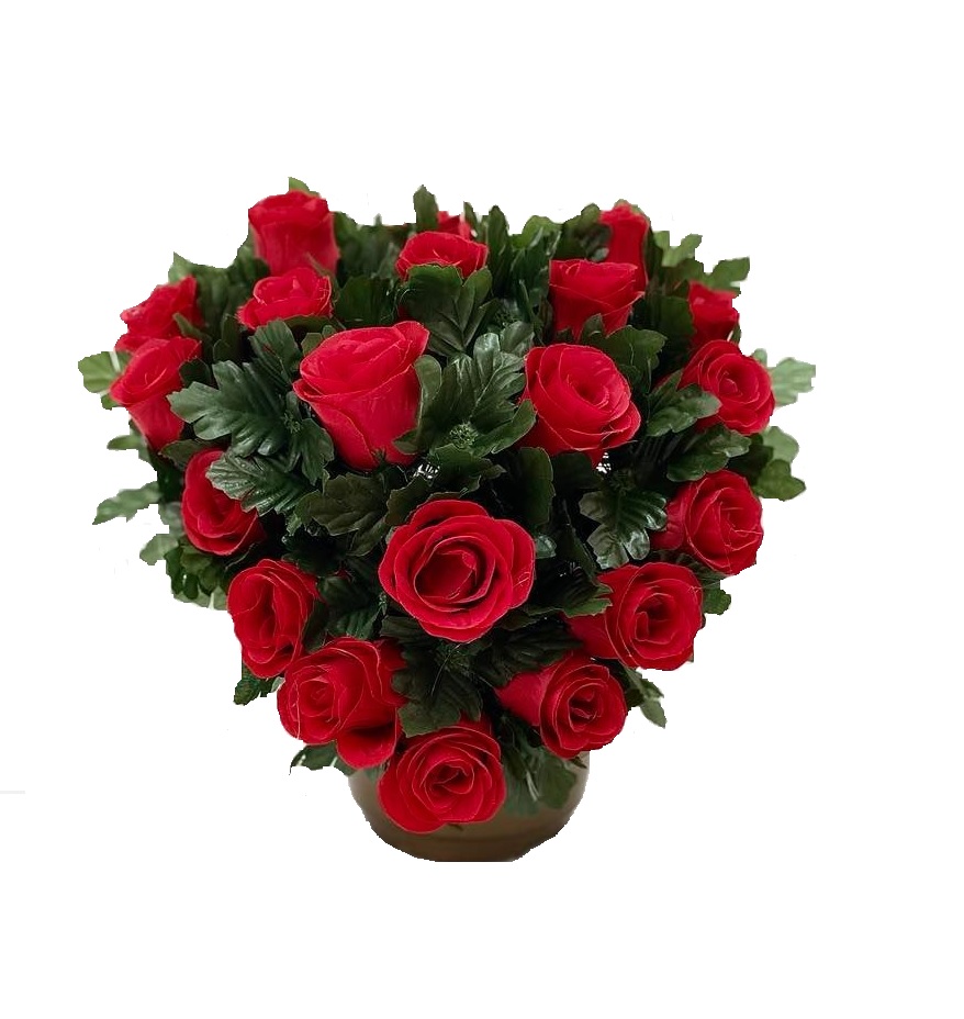 STROIK NA GRÓB SZTUCZNE KWIATY DUŻE SERCE W DONICY