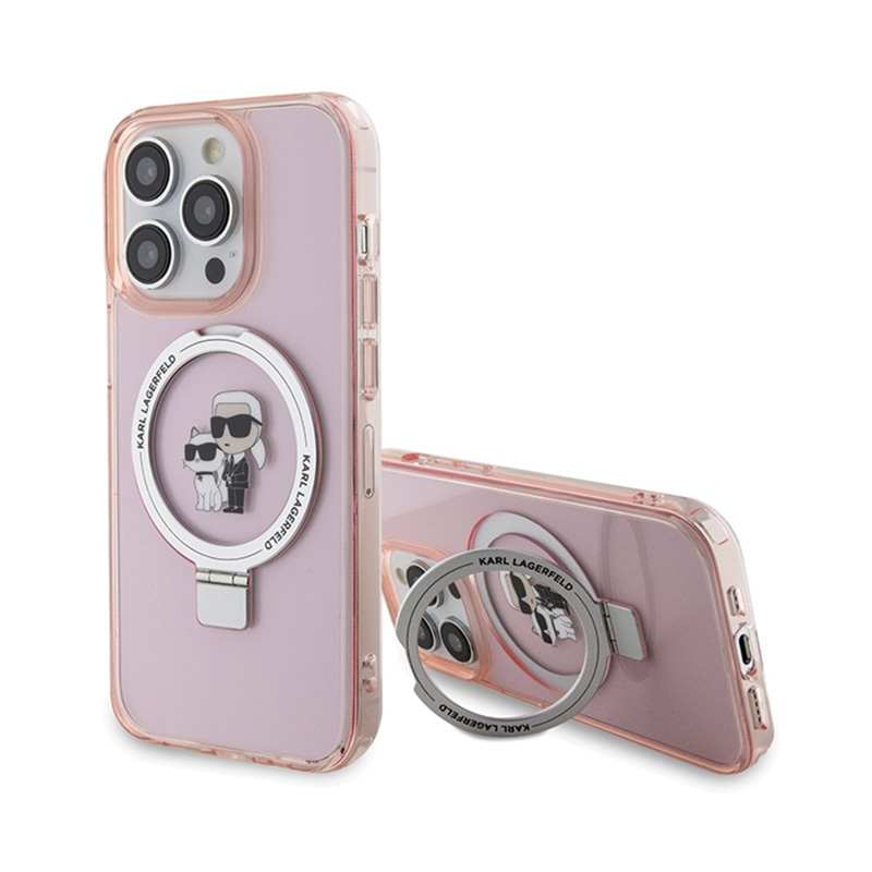 Karl Lagerfeld Ring Choupette MagSafe – Pouzdro pro iPhone 15 Pro Max (růžové)