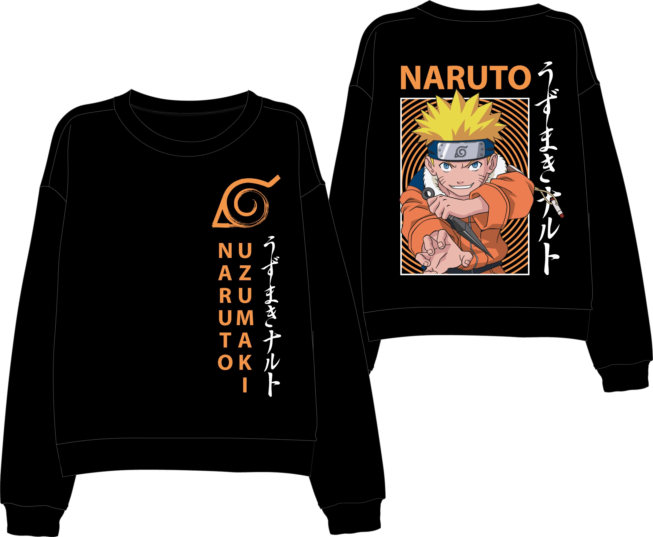 Pánská Mikina Naruto Uzumaki Manga Anime Černá Mikina s kapucí XL