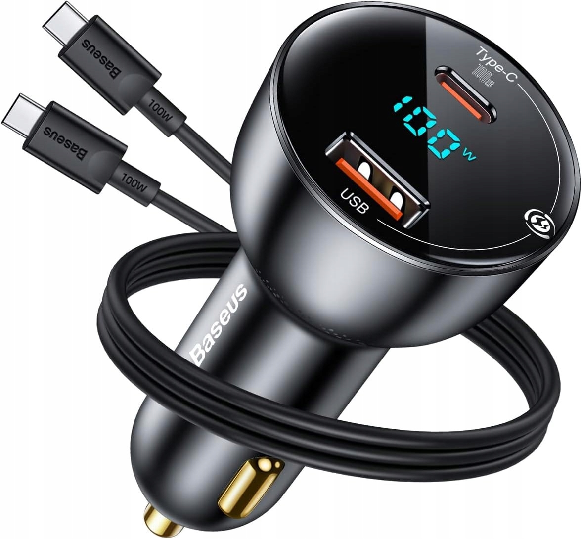 POTĘŻNA SZYBKA ŁADOWARKA SAMOCHODOWA BASEUS USB-C USB QC 100W KABEL TYPE-C