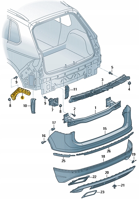 PROWADNICA ZDERZAKA TYŁ VOLKSWAGEN TIGUAN ORYGINAŁ