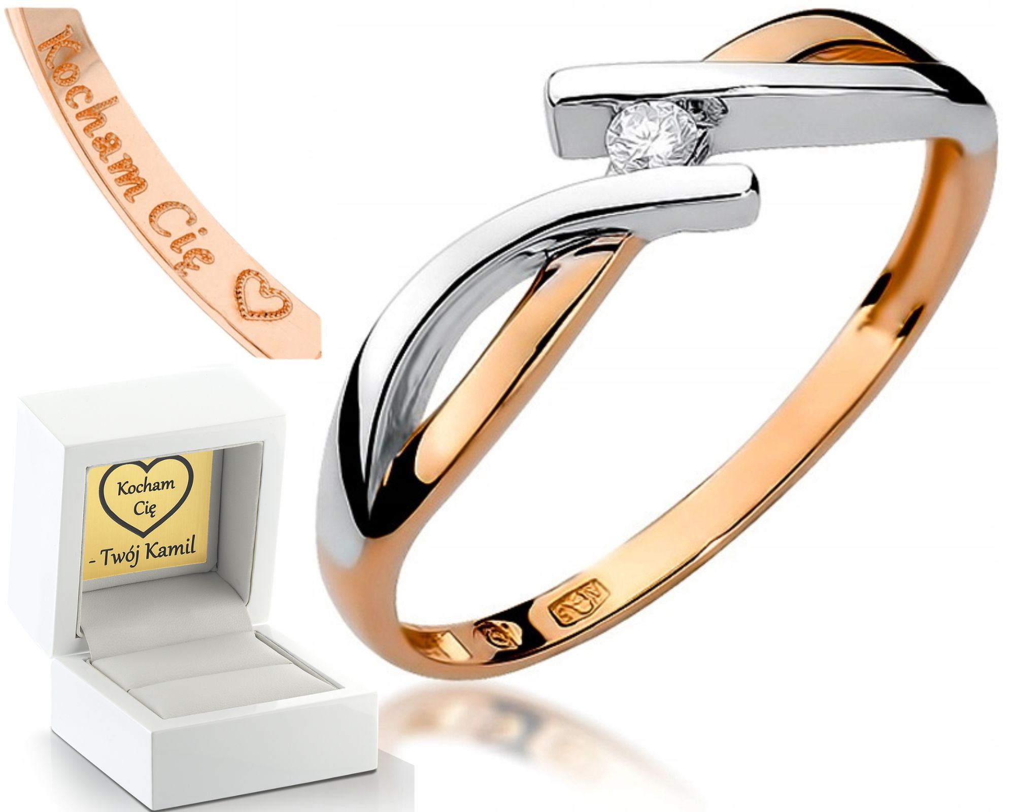 Prstýnek S Briliantem Růžové Zlato 585 Gravírování Zlato