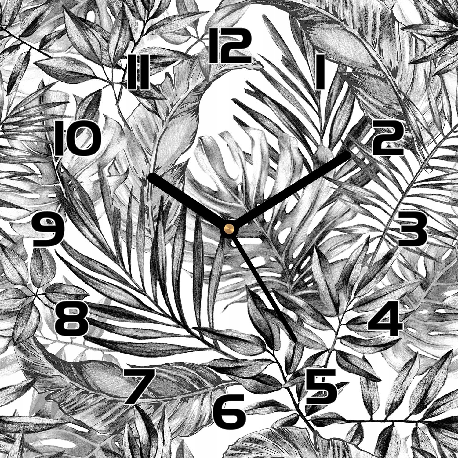 

Ładny zegar na szkle Szkicowana monstera 30x30 cm