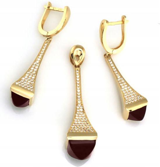 14g Zlatý Komplet Bižuterie Kamienie 585 nadčasový módní set 14k