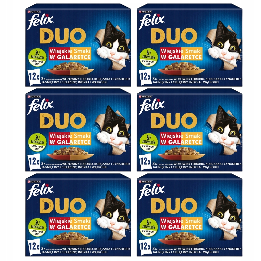 Felix Fantastic Duo Wiejskie Smaki W Galaretce Saszetki Dla Kota 72x85g