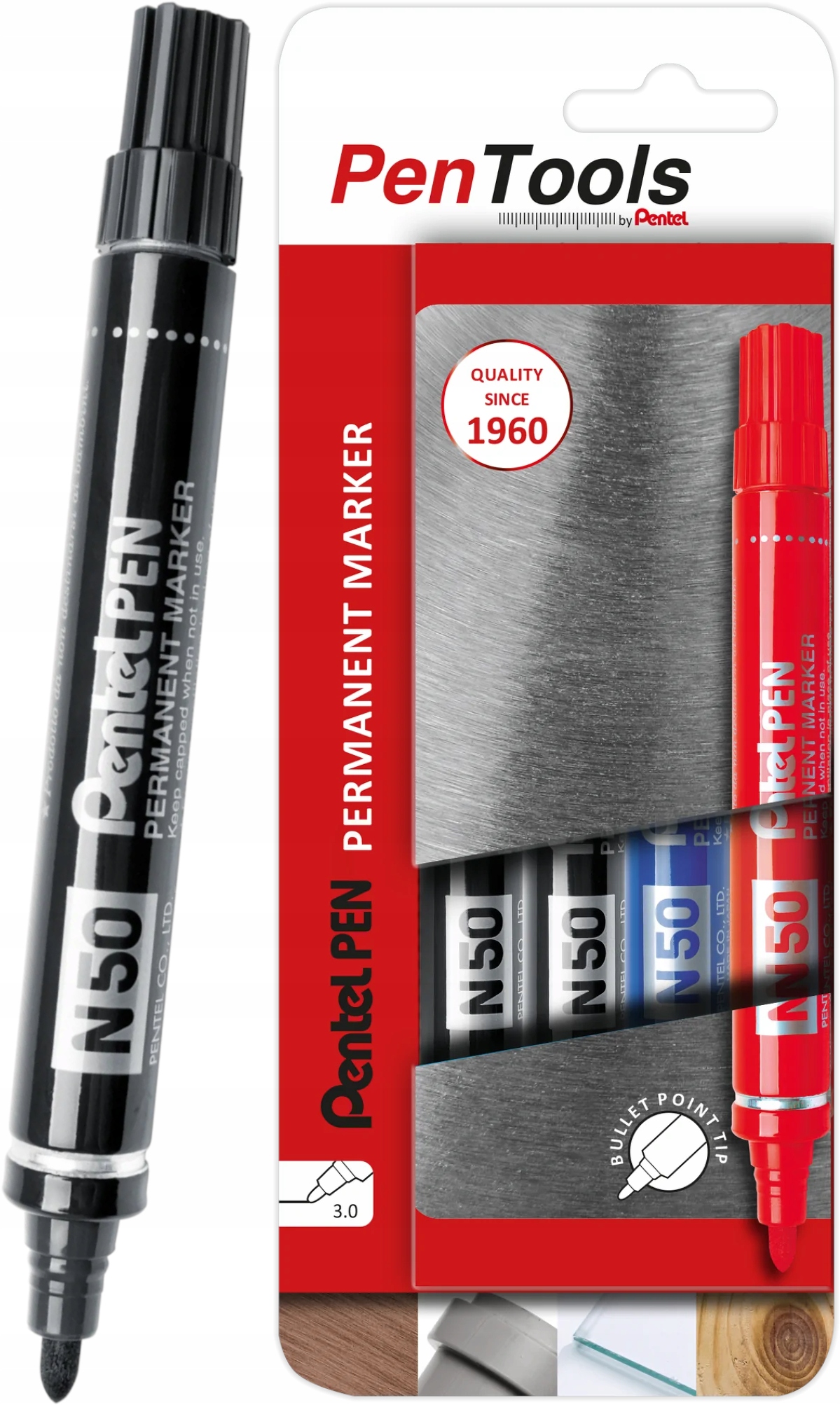 

Marker Permanentny Pentel N50 Okrągły Zestaw 4 Szt