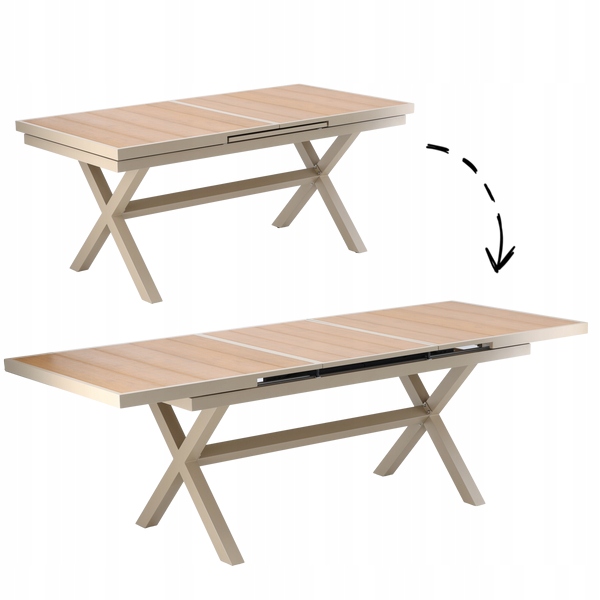 Záhradný Stôl Aluminiový Béžový 180/240 x 90 x 76 CM Rozkladacia