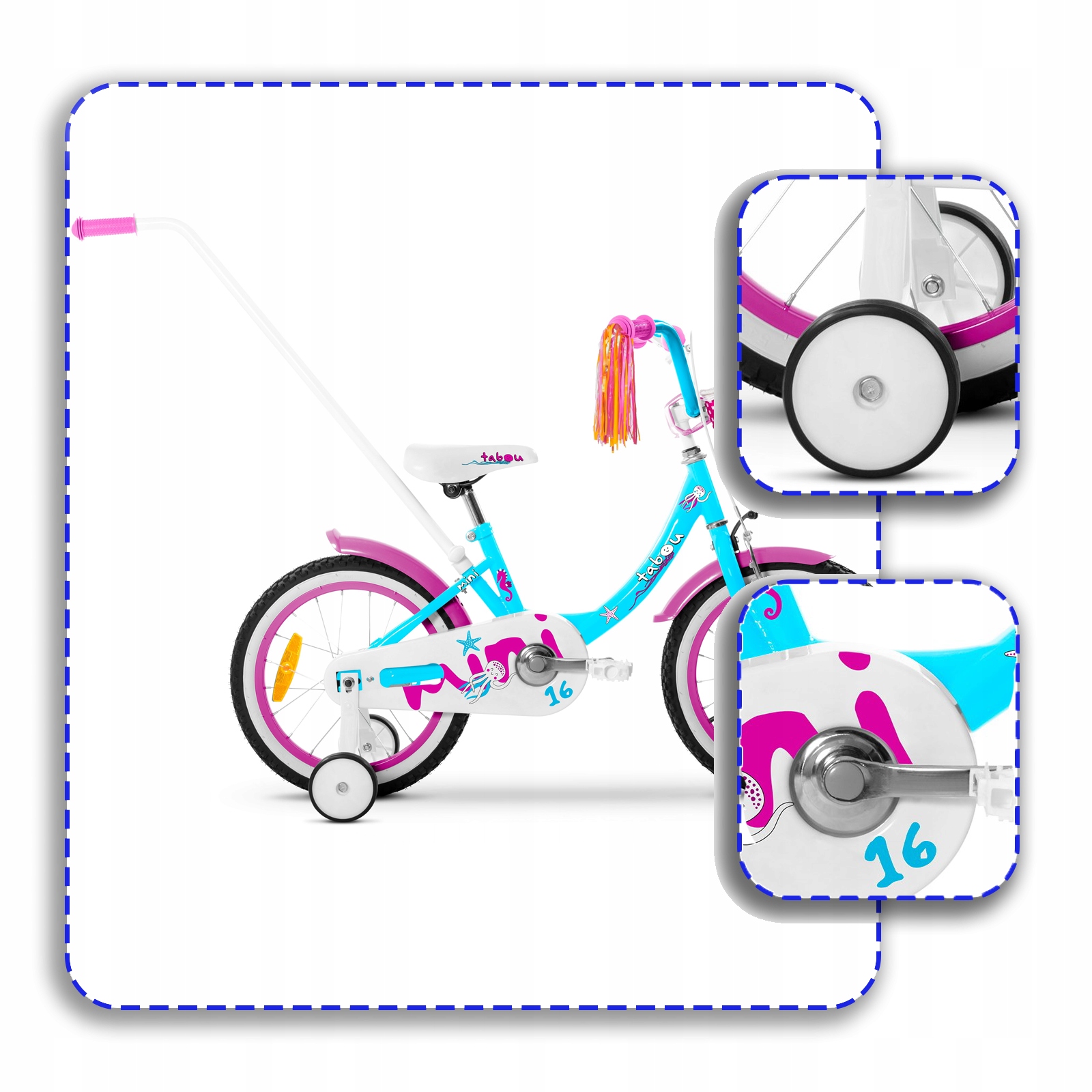 ROWER DZIECIĘCY ROWEREK 16 cali TABOU MINI DLA DZIEWCZYNKI BARDZO LEKKI Marka Tabou