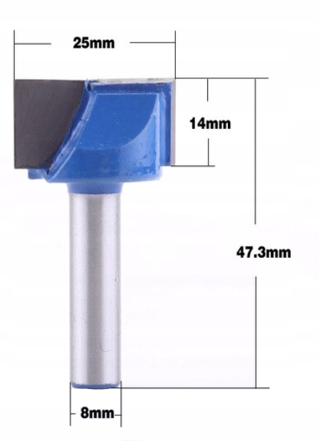 Frez Trzpieniowy do planowania 8mm x 25mm Węglik