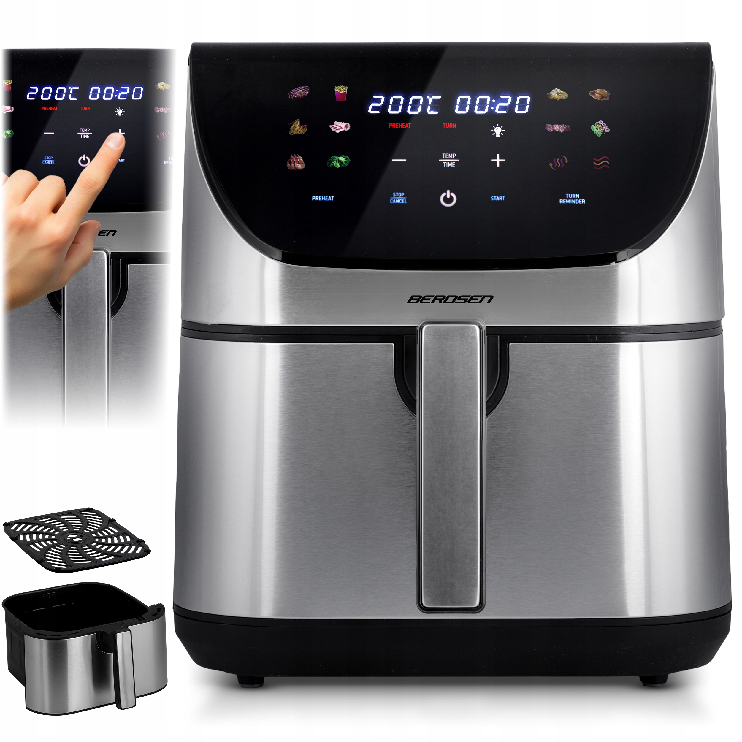 Beztuková Fritéza XL Air Fryer Veľká Fritéza 8L Berdsen 1700W