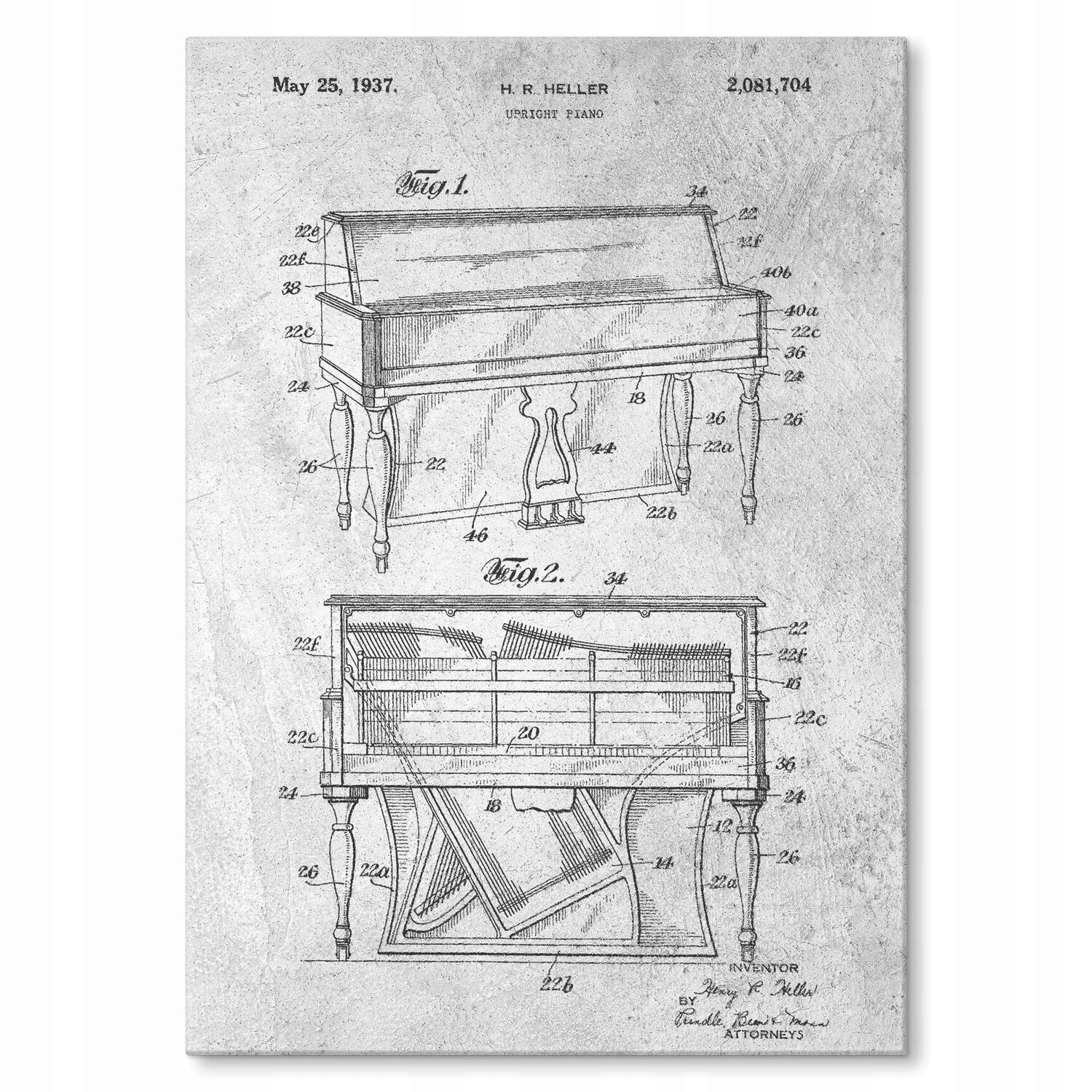 Kovový plakát Piano Music Stone Szyld Plech 42 x 59,4 cm Dárek