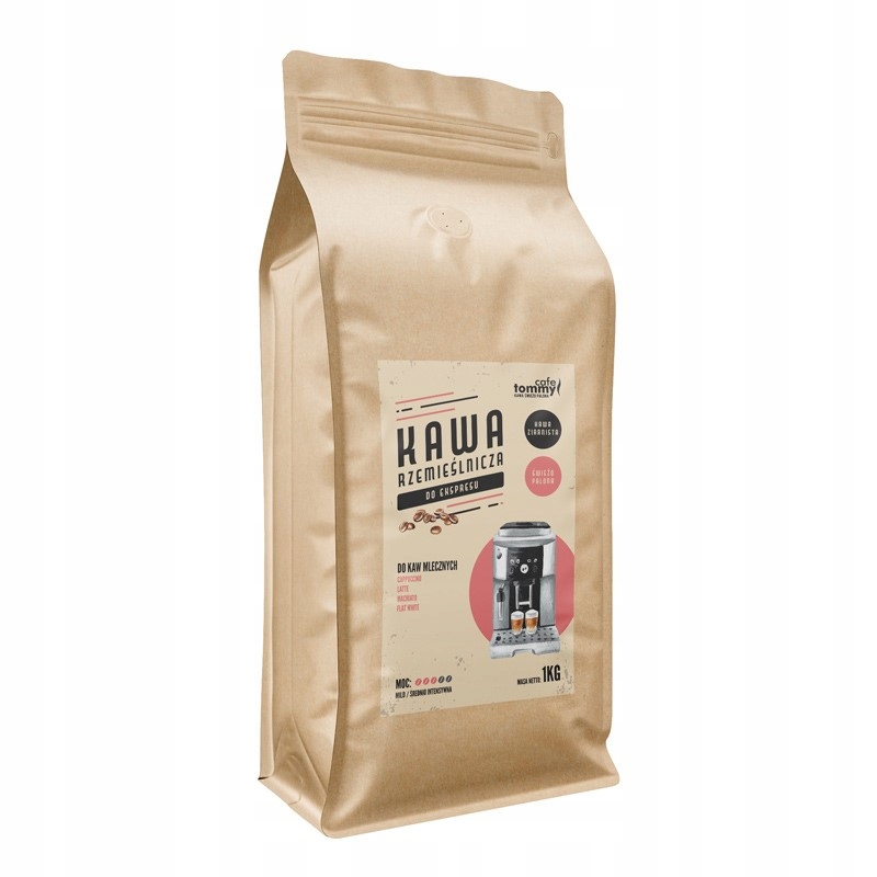 Levně Tommy Cafe Káva zrnková káva 1 kg, ideální pro bílé kávy