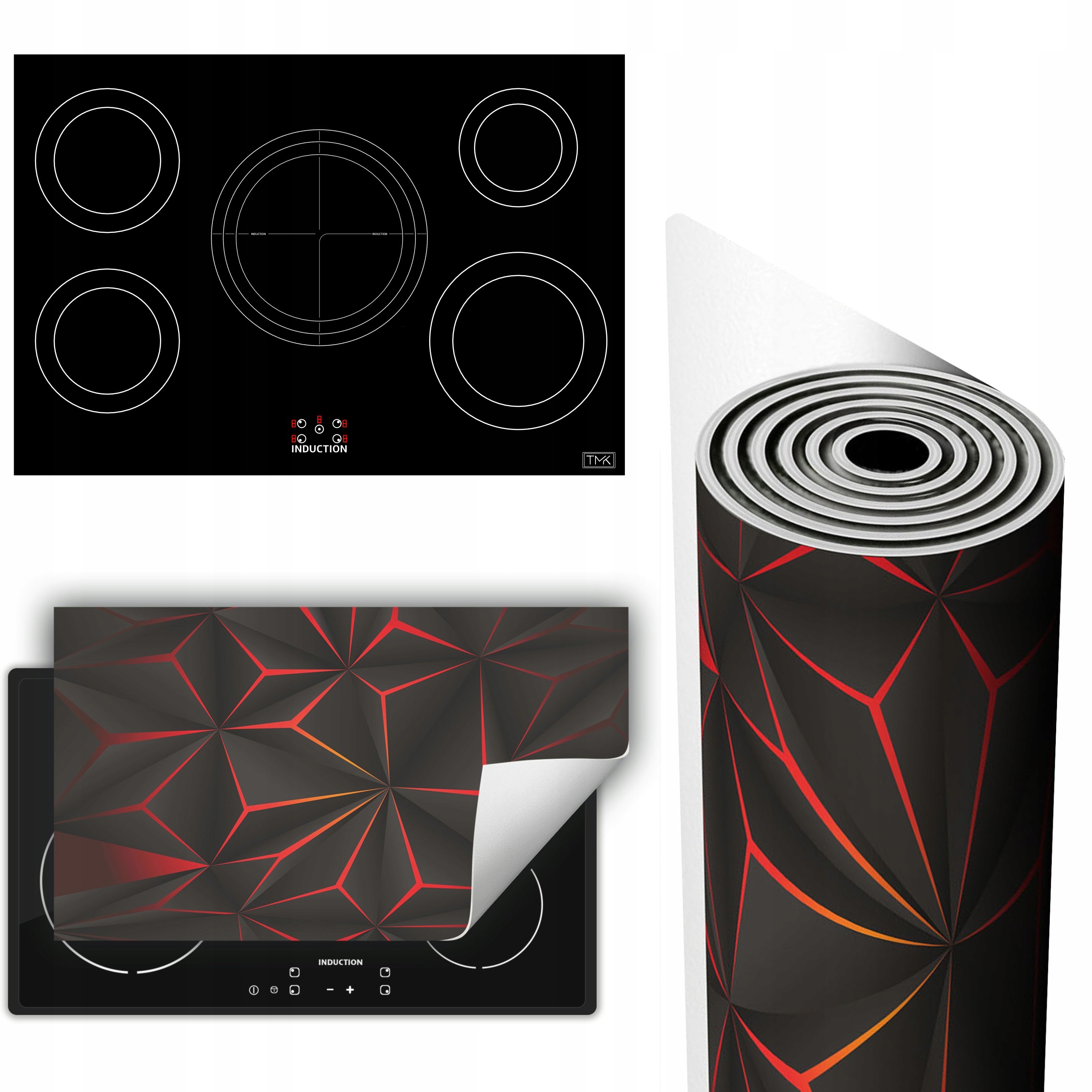 Vinylová Podložka Ochrana Kuchyňské Desky 90x52 šedo-červená 3D