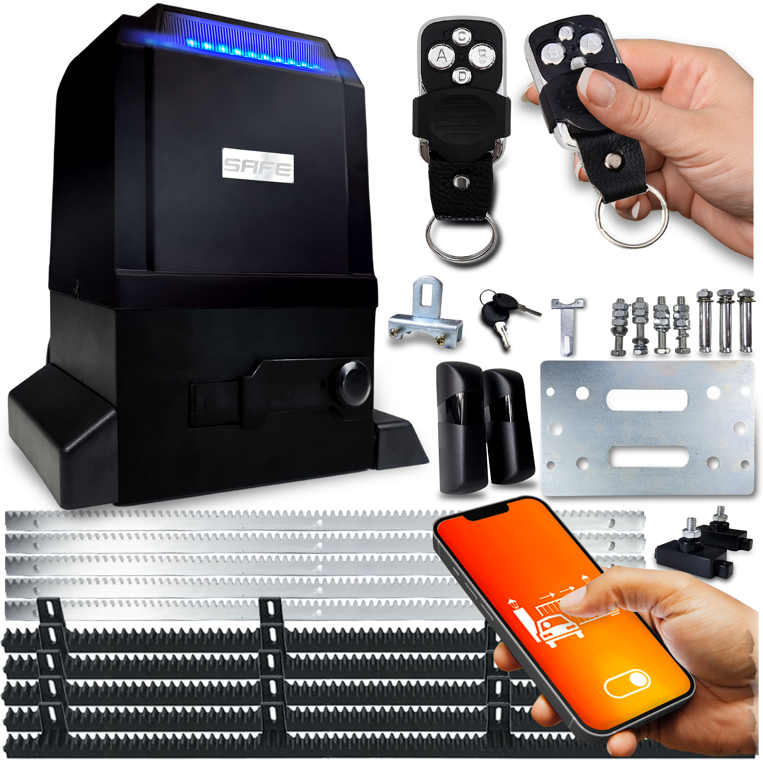 Set Pohon Pro Posuvnou Bránu 800 kg 2 Ovladače Wifi lišta Tuya pohon