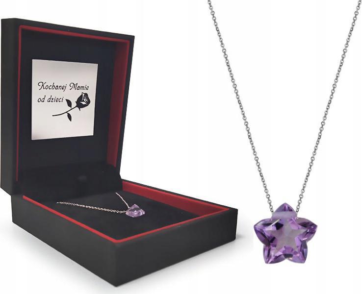 Stříbrný dámský náhrdelník 925 Hvězda kámen ametyst s přívěskem jako dárek
