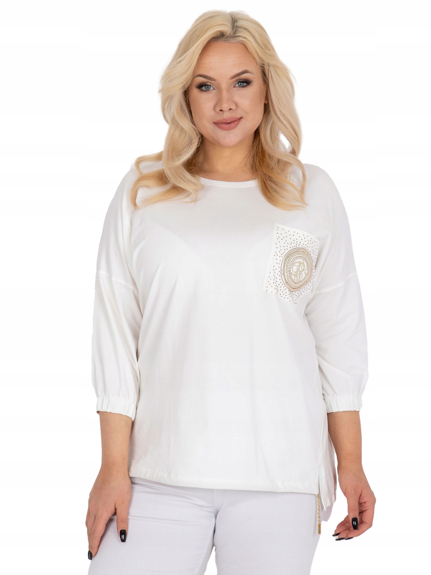 

Luźna Bluzka Damska Plus Size z kieszenią dżety