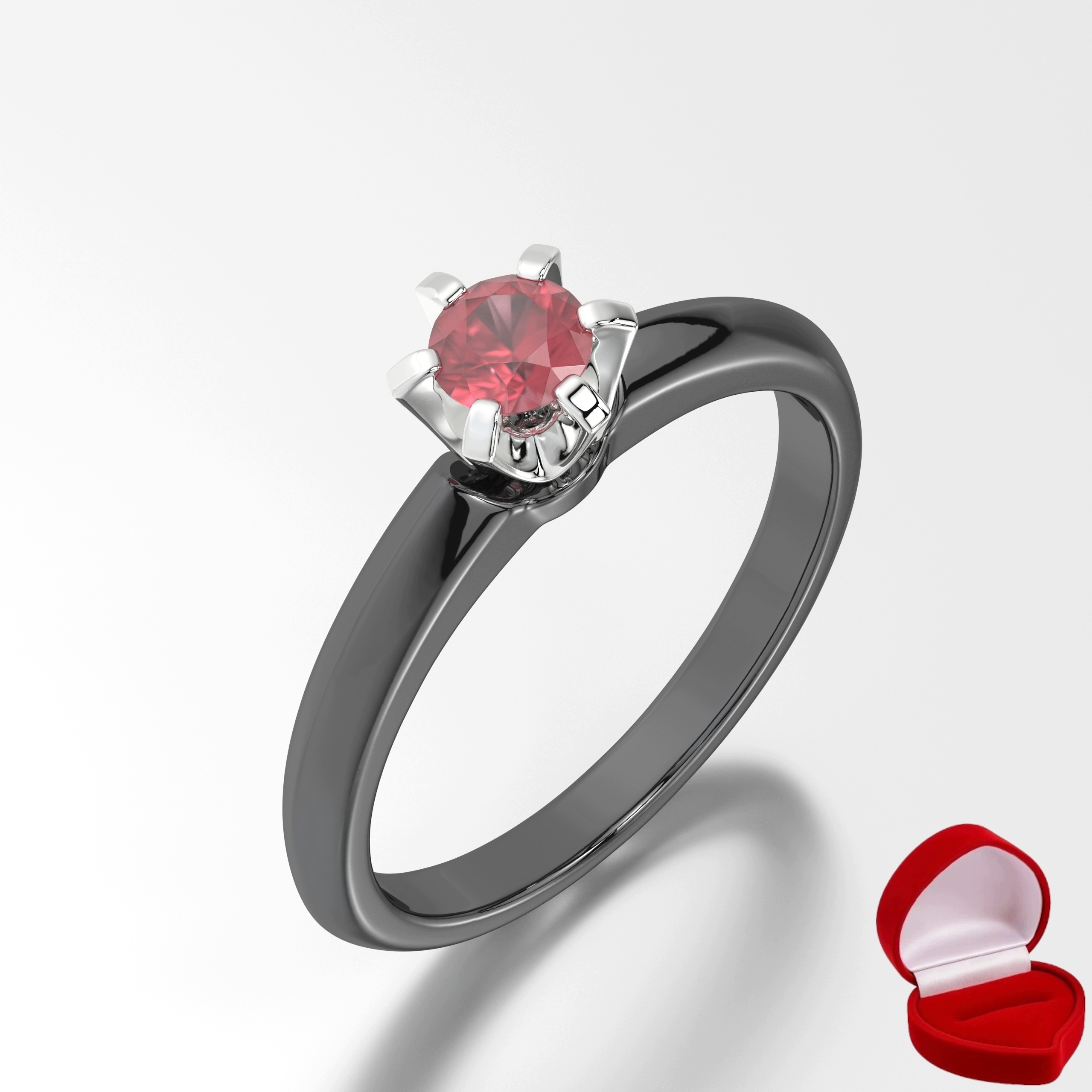 Zlatý Prstýnek 585 14k Rubín 0,19 ct Černé Zlato R10