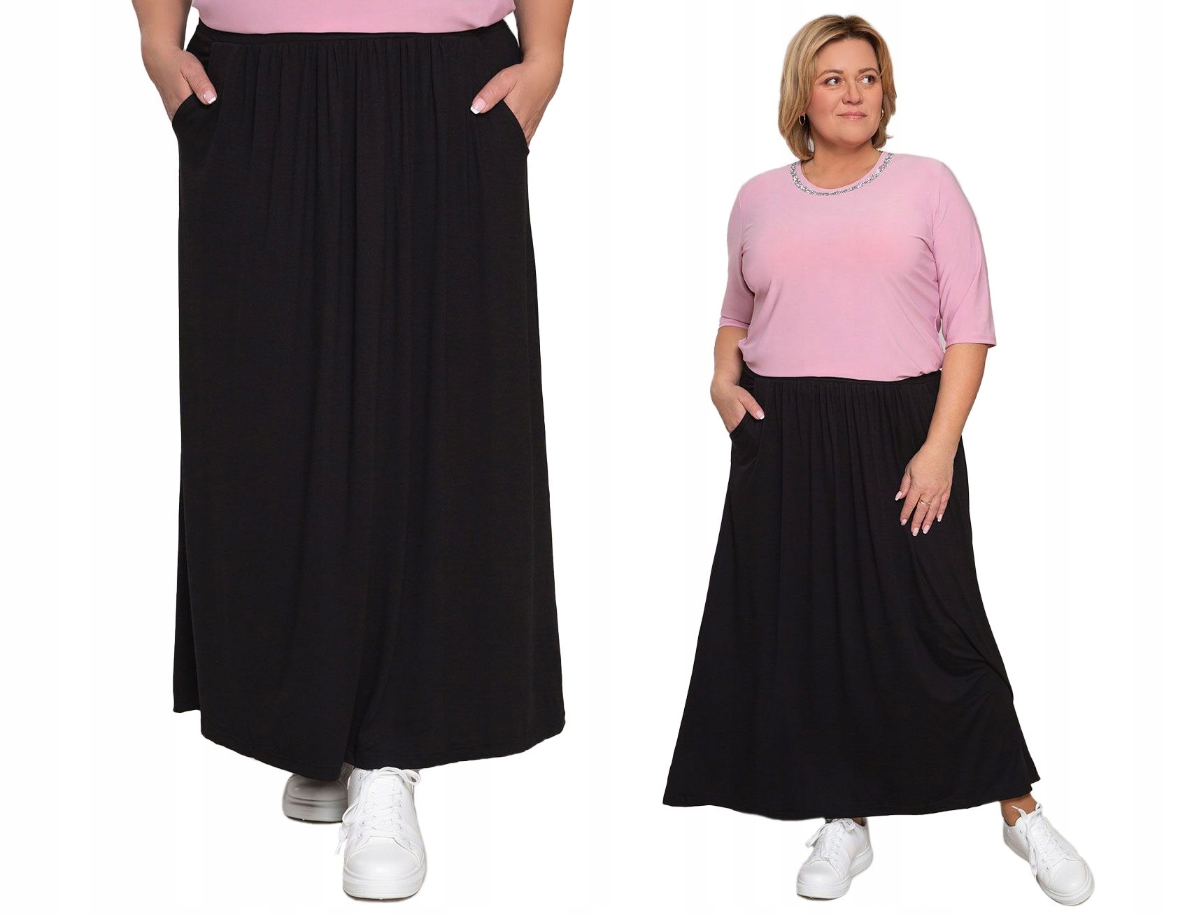 Černá tepláková sukně s kapsami, velikost 54