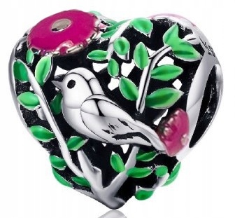 

Zawieszka Charms Srebrny Ptaszek Koralik Beads