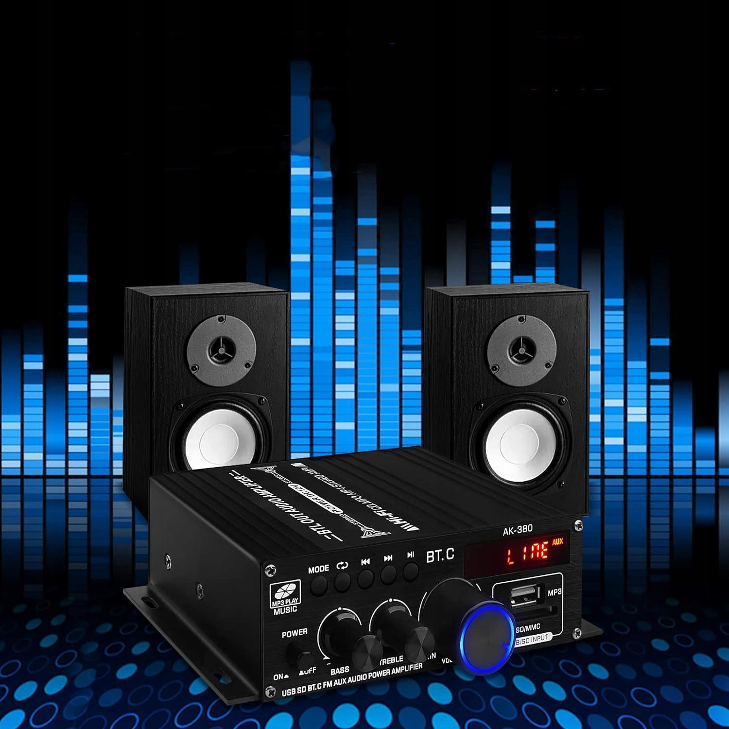 ODBIORNIK BLUETOOTH 5.0 AK380 12V HIFI WZMACNIACZ DO DOMU SAMOCHÓD Z PILOT Liczba kanałów 0