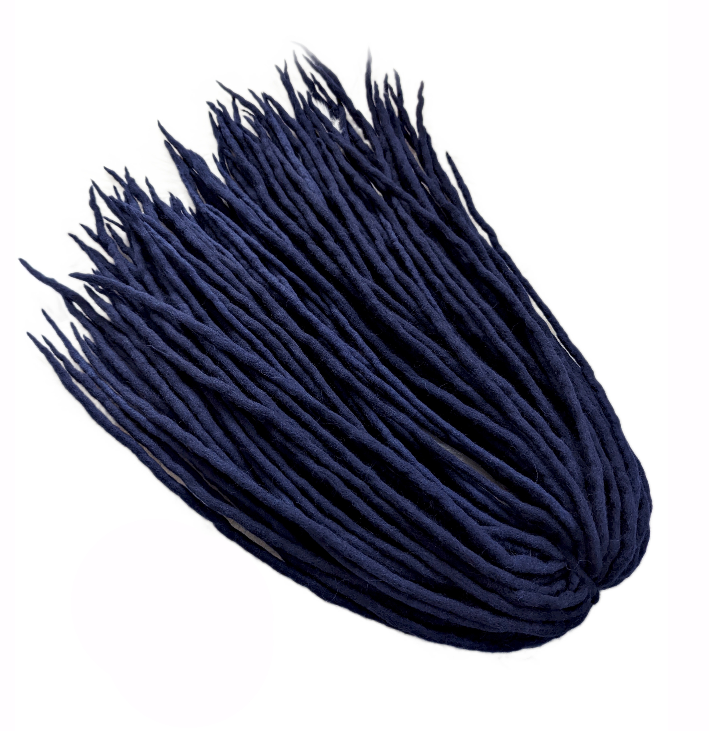 Dredloky Dredy vlněné, ručně vyráběné, tmavě modré, Noční Obloha, 40 kusů