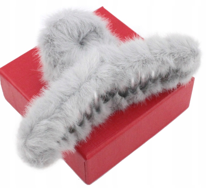 

Klamra Do Włosów Szczęka Futerko Szara 11 CM