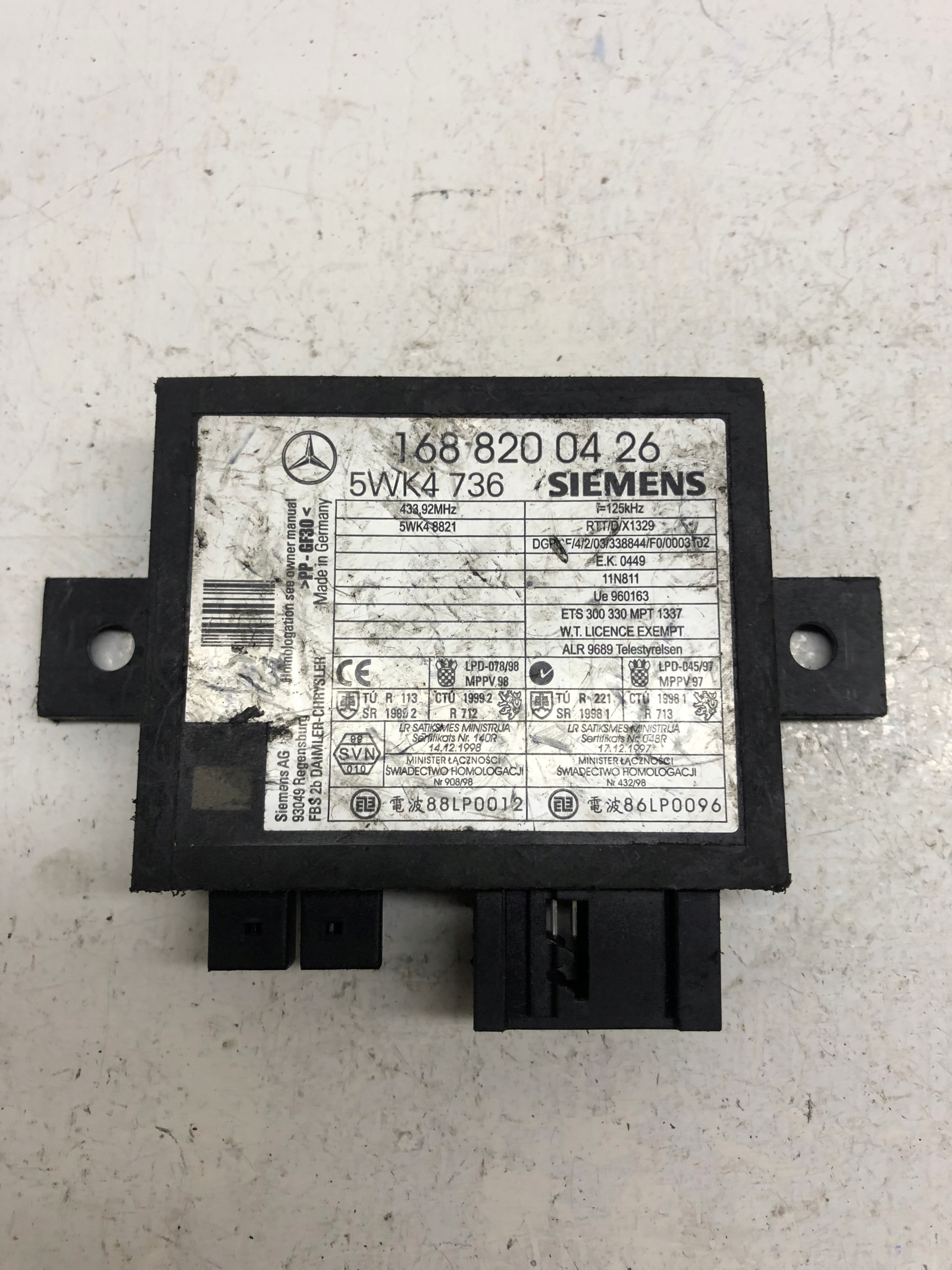 modulo IMMOBILIZER MERCEDES A170 168 820 04 26