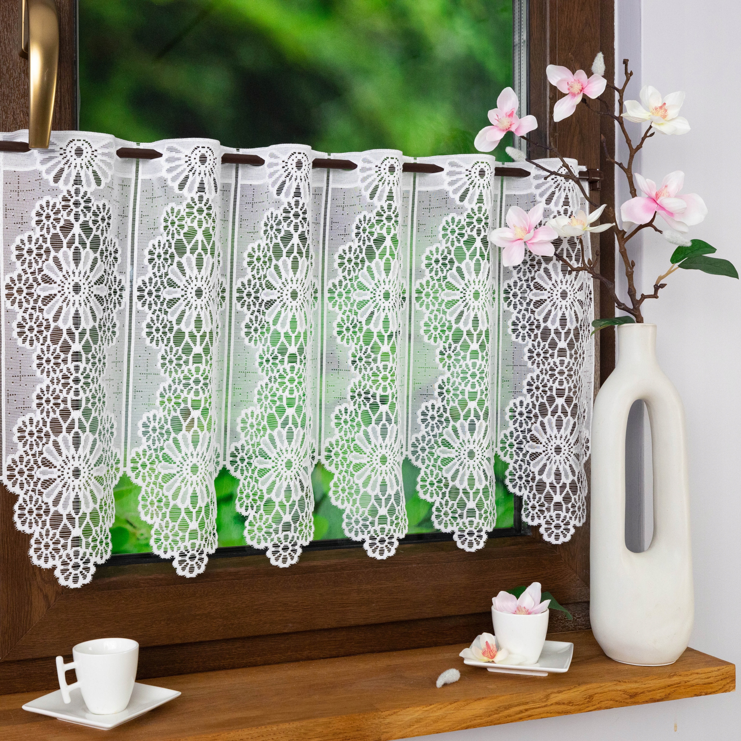 Vitrážová Záclona Šitá Na Míru Bílá 250x90