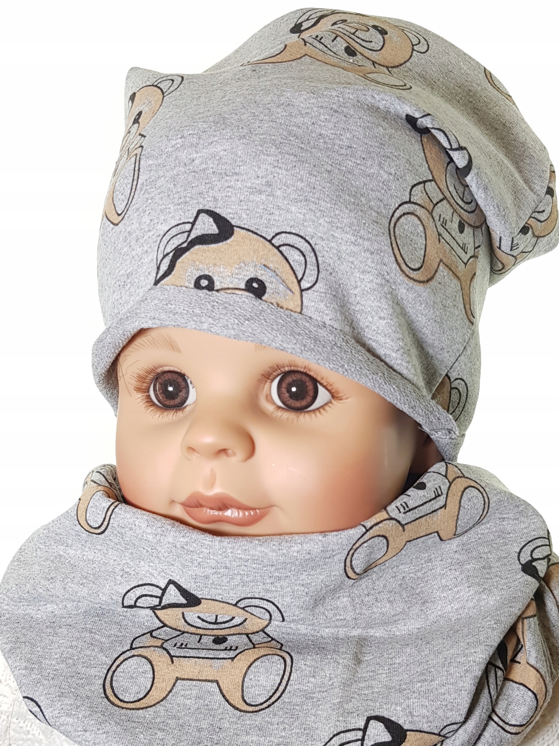 

Kpl Dresówka Czapka Beanie + Komin 6M-10LAT 25WZÓR