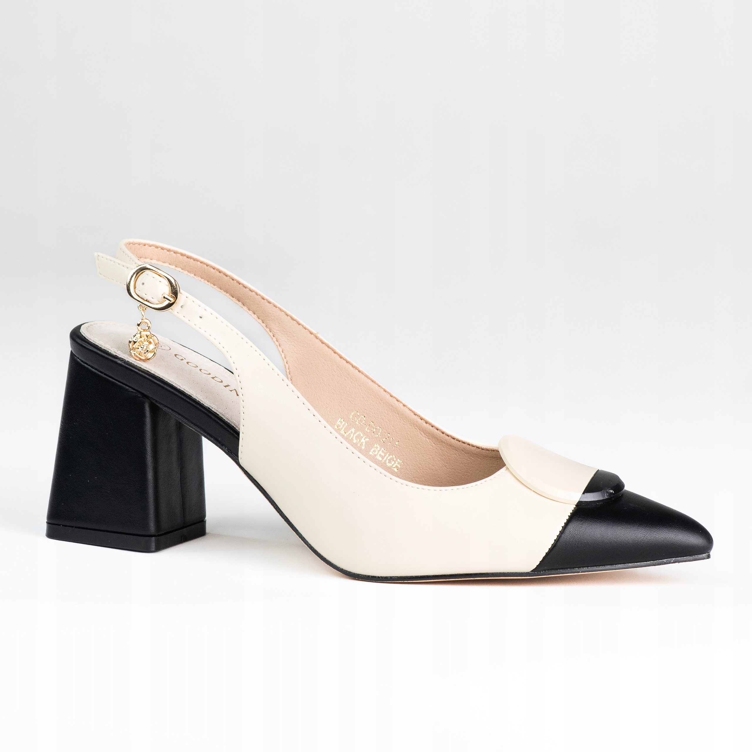 Elegantní dámské lodičky sandály sloupek Goodin GD-DO-211 špice krémová 36