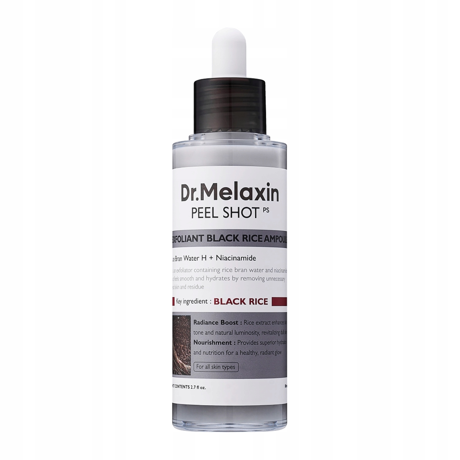 Originální Dr.Melaxin – Peel Shot Black Rice – Exfoliační ampule 80 ml.