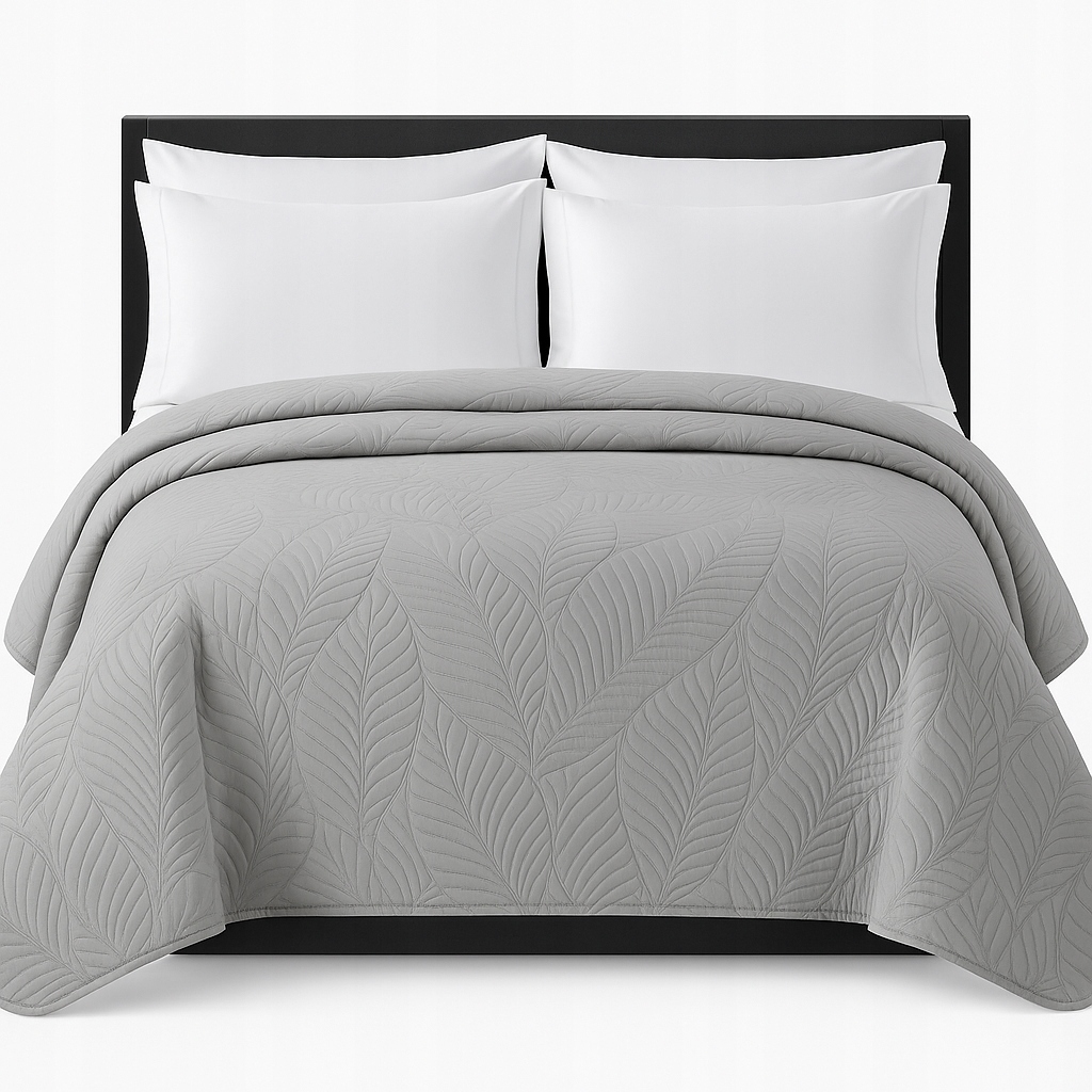 Покрывало 220X240 двухстороннее стеганое покрывало листья