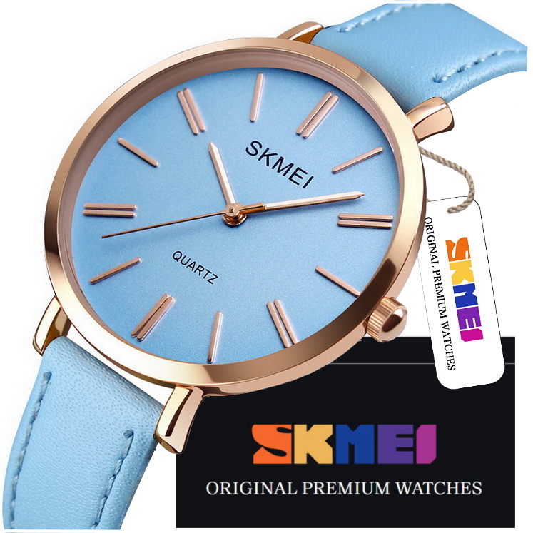 Elegantní Dámské Hodinky Skmei Na Koženém Řemínku, Modré